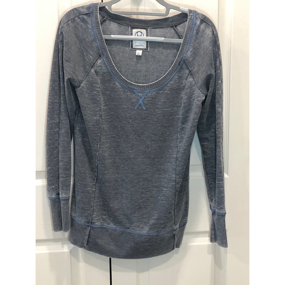 Te Verde Womens Gray Acid Wash Scoop Neck Raglan Sweatshirt Size M F6823J